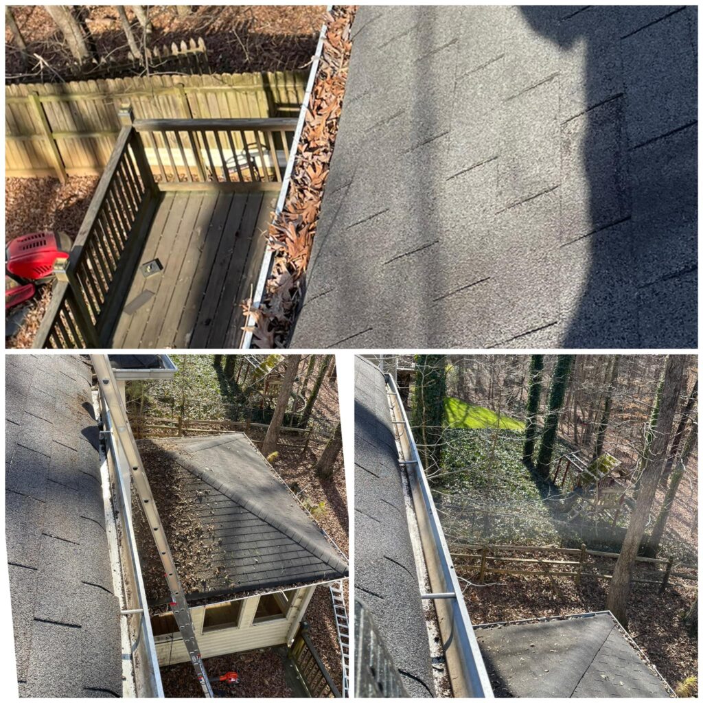 Before and After gutter cleaning